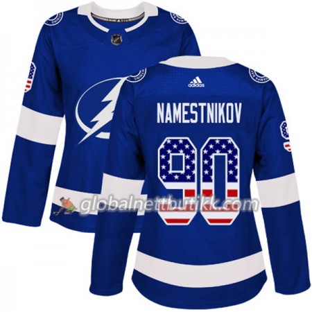 Tampa Bay Lightning Hockeydrakt Vladislav Namestnikov 90 2017-2018 USA Flag Fashion Blå Adidas Authentic - Dame